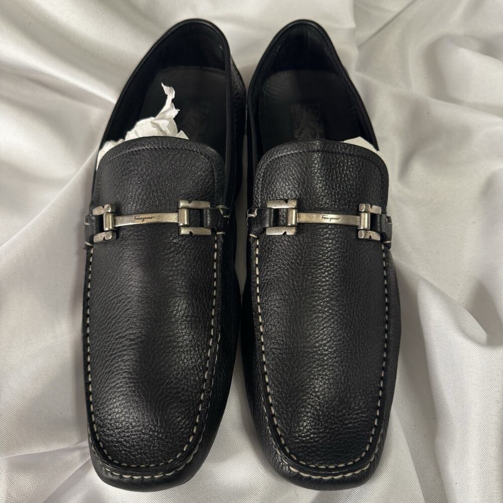 Mens Salvatore Ferragamo Gancini Bit Black Loafer Shoe Size 11.5 D never worn